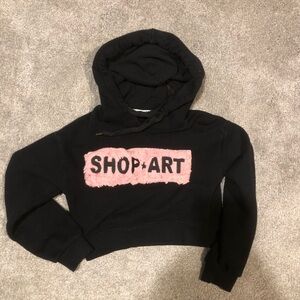 Kids Black and Pink Hoodie Cropped 100% cotton Italian